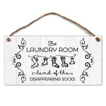 1pc Rustic Wooden Laundry Room Sign - 'Land Of The Disappearing Socks' Hanging Plaque - Versatile Wall Decor For Home, Bathroom, Washhouse, Easy To Hang With Rope Room Decor Bedroom Decor Home Decor