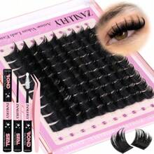 Zanlufly Lash Clusters KIt D Curly Lash Extension Kit Volume Thick Eyelash Extension Kit  Individual Lashes Kit