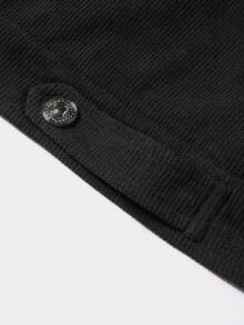 Jaqueta casual masculina de manga comprida com lapela e cor contrastante, outono/inverno - Preto - Ver 6