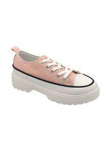 Women's Thick Sole Casual Canvas Sneakers For Daily Wear - Baby Pink - View 4