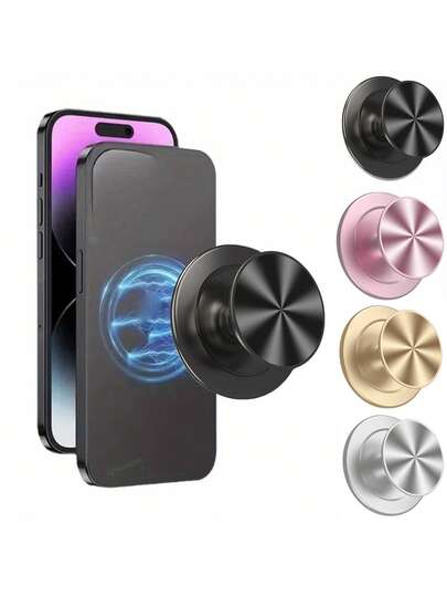 Magnetic Folding Mobile Phone Grip Holder Socket Pocket Compatible With Apple For Ring Finger Expanding Stand Compatible With IPhone, Android Phone, Gift For Birthday, Family, Friends Push-Pull Phone Grip, Phone Holder, Phone Accessories Compatible With IPhone, Android Phone, Gift For Birthday, Family, Friends