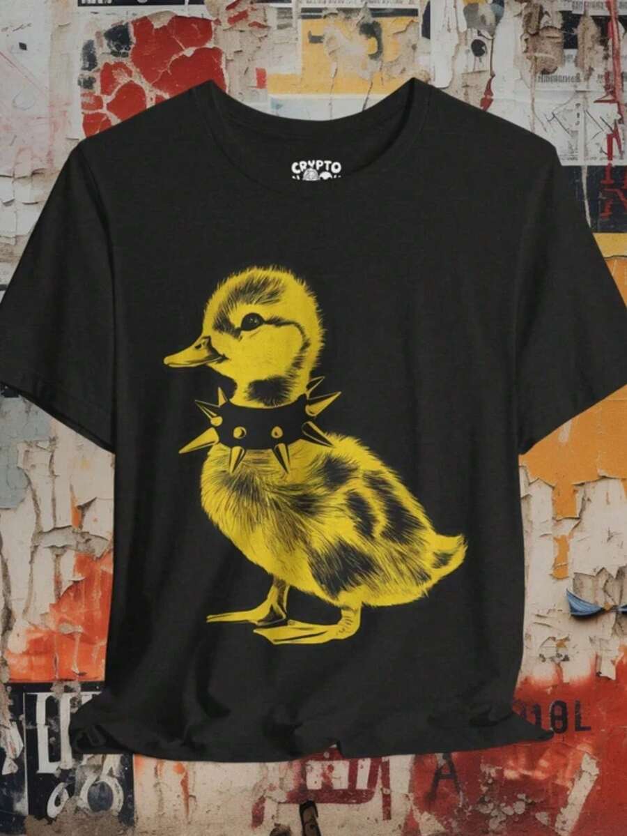 Yellow Duck T-Shirt Unisex Men Women 100% Cotton Premium Top Streetwear New Release Immediate Shipping Various Colors!! Plus Size - 黑色 - 查看 1
