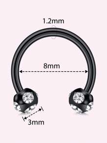 CIZME Different Style Nose Ring, Black Red Nose Ring Septum Horseshoe Earring Eyebrow Lip Helix Tragus Cartilage Piercing Ring, Mustache Shape Nose Piercing, Tongue Ring, Fake Nose Ring CZ African Nose Cuffs, Nose Rings Clip On Nose Jewelry For Woman Gift For Party