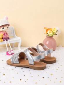 Glitter Embellished Flat Summer Girl Sandals