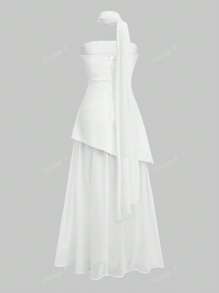 Vestido informal y elegante de unicolor asimétrico/asimétrico de Floreya, apto para citas por la noche, festivales, bodas, cumpleaños, fiestas formales, bailes de graduación, fiestas de solteros, primavera/verano