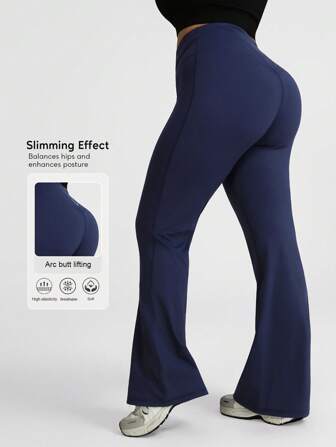 Sodalemon Plus Size Dam Dansbyxor med vida ben, Yoga Bootcut-byxor för sport