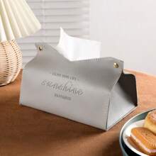 1pc Elegant Golden "Enjoy Your Life Sunshine Happiness" Tissue Box - Rectangular, Stylish Home Decor For Living Room, Bedroom, Kitchen | Ideal Christmas & Halloween Gift, Gift Tissue Box | Modern Tissue Holder | Zinc Alloy Handles, Tissue Box Decor, School Supplies,Back To School