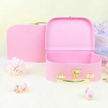 2Pcs Suitcase Gift Box Pink Storage Box Cosmetics Stationery And Jewelry Storage Birthday Gift Wrap Wedding Graduation Gift Wrapping Boxes School Supplies, Back To School