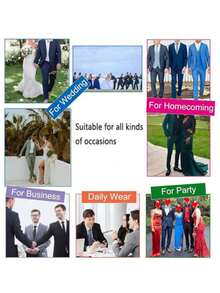 I FineLong 3 件套男士正式修身燕尾服套装 - 夹克、裤子、背心，适合商务、正式活动、婚礼 - 墨綠色 - 查看 3