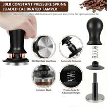 1 juego de 51/53/58mm Espresso Coffee Tamper Kit, 4/8 piezas, incluye Espresso Tamper, Anillo de dosificación magnético de metal, Estera para tamizar y Distribuidor de Pin, Base espiral de acero inoxidable con presión ajustable, adecuado para entusiastas del café en negocios y en el hogar, manualidades, fiestas, oficina y vuelta al cole