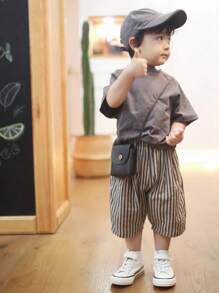 Kids/Young Boy 3/4 Shorts, Summer Thin Striped Casual Capri Pants Bottoms