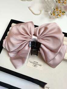 经典纯色涤纶复古优雅大号黑色蝴蝶结发夹女士时尚发饰爪夹发夹发夹