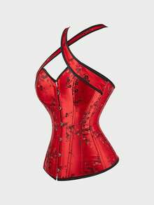 Corset Tops For Women Renaissance Corset Plus Size Floral Corset With Straps - Đỏ - Xem 5