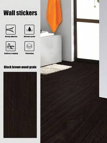 40*200cm厚即撕即贴地板/墙纸卷，黑色木纹图案，适用于楼梯、浴室、客厅、卧室、阳台地板翻新，可贴于瓷砖上，地砖地板地砖自粘地砖即撕即贴客厅装饰房间装饰家居装饰厨房