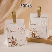 20/50 件奶油白色压花玫瑰花糖果盒，婚礼礼品盒配皮绳礼品袋，巧克力糖果包装礼盒，适用于婚礼派对装饰 - 彩色 - 查看 12