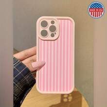 White Powder Stripe Pink Scrub All Inclusive Drop Resistant Shock Case For IPhone 16 15 13 14 12 11 Pro Max 14 15 16 Plus
