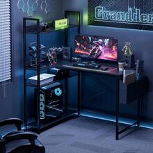 100x80 Cm L Shaped Gaming Desk With Reversible Storage Shees Computer Desk Home Office Corner Study Writing Table With Hutch Study Black - Black - View 3