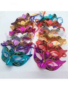 12 măști de petrecere placate cu aur, recuzită de nuntă, măști de carnaval pentru bal mascat, culoare aleatorie - Multicolor - Vizualizare 2