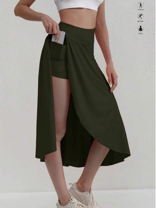Plus Size Asymmetric Hem Skirt, Black High Waisted Long Skirt Design, Slimming Umbrella Skirt