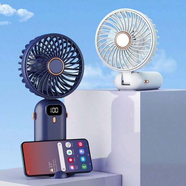 Ventilador de mano mini de verano, con tres formas de usar: se puede sostener con la mano, colocar sobre la mesa o colgar alrededor del cuello. Con batería recargable incorporada, adecuado para viajes, campamentos, fiestas, un regalo especial.
