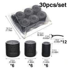 30pcs/Set Self Grip Heatless Hair Curling Roller Hair Curlers DIY Hair Styling Accessories For Women