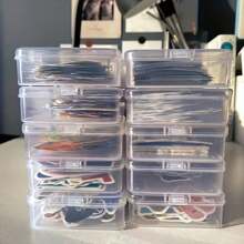 6pcs/3pcs./1pc Storage Box Plastic Storage Box, Square Transparent Plastic Storage Box With Lid - Durable, Seamless Storage Box For Jewelry, Hardware, Earplugs And Small Accessories - Multi-Purpose, Wear-Resistant, Jewelry Storage Box, Desktop Storage Sticker Storage Box