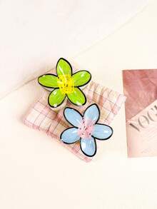 1pc/3pcs/6pcs Children Cute Hand-Painted Floral Hair Clips, Encounter Colorful Spring Flower Series, Handmade Floral Hair Clips To Fasten Spring Sunshine In Hair, Unlock Spring Exclusive Colors - Multicolor - View 4