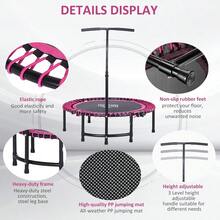 45 Fitn Trampoline With Adjustable Handle Folding Rebounder Trampoline Mini Jumper For Indoor Exercise Workout Port Up To 100kg - Pink - View 8