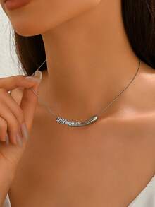 LIEBEIRIS 1 件 18k 镀金泪滴不锈钢项链，适合日常佩戴 - 銀色 - 查看 3