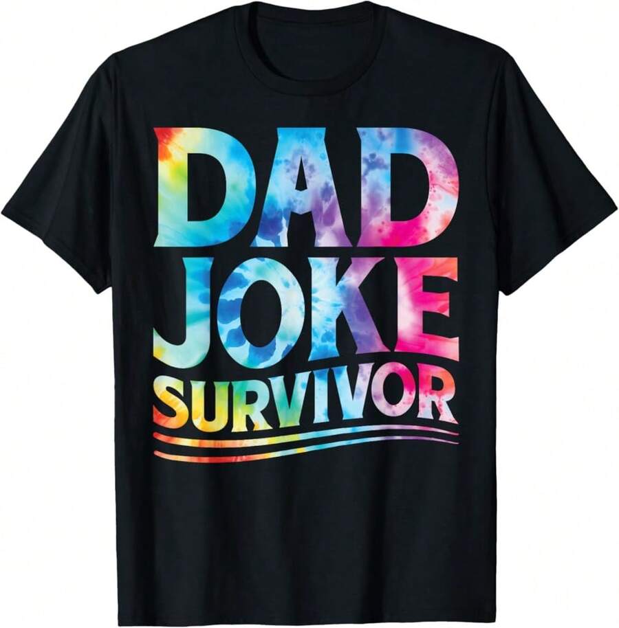 Kids Dad Joke Survivor Tie Dye Matching Father Son Dad Jokes T-Shirt)Asc Gift Ideas - Black - View 1