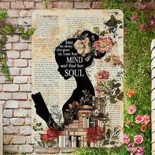 Girl Reading Books Vintage Metal Tin Sign Enter Library She Goes To Lose Her Mind And Find Her Soul Vintage Wall Decoration Poster Home School Library Cafe Club 12x8inch Home Kitchen Bathroom Farm Garden Garage Wall Decoration TP - 彩色 - 查看 2