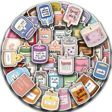 Bộ 50 miếng dán nến thơm chống thấm nước dễ thương cho bình nước máy tính xách tay ván trượt sổ lưu niệm phụ kiện, đồ dùng học tập, trở lại trường - Nhiều màu - Xem 4