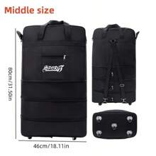 1 Pc Large Capacity Foldable Wheeled Travel Bag, Collapsible Portable Luggage Bag, Rolling Travel Duffel, 3-Layer Expandable Foldable Airport Checked Bag - Water Repellent, Backpack Style, Lettering Print Design - Suitable For Travel, Airport Check-In, Moving, Camping And Outdoor Activities