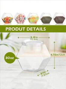 70/30 Oz Hexagonal Candy Jar With Lid, Clear Plastic Jar, Coffee Candy Display Bottle, Polished Metal Finish For Valentine's Day, Easter, Thanksgiving, Ideal Storage Container For Snacks, Cookies And Gifts, Kitchen Supplies Kitchen Decor