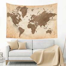 Map Of The World  40x60 Inch Horizontal Wall Tapestry 100% Polyester Ideal Decor For Living Room Bedroom Dorm Boho Style Home Decor - Black - View 3