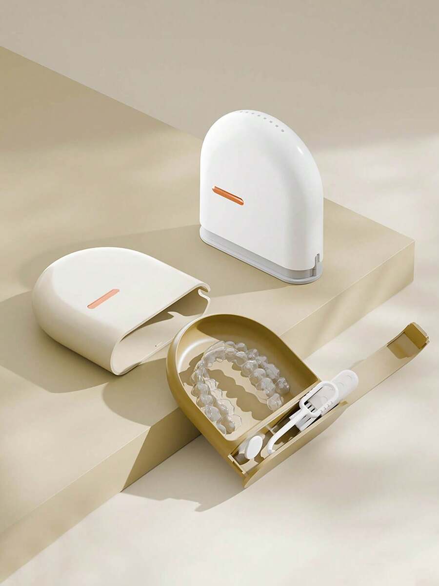 1pc Portable Invisalign & Denture Storage Case - Hypoallergenic Dental Aligner Holder Box With Multiple Compartments, Travel-Friendly Compact Design For Braces, Retainers & Ren's Orthodontic Appliances (No Battery Needed), Nonelectric Organizer - Multicolor - View 1