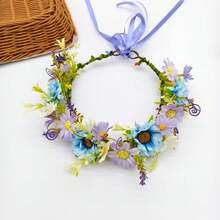1 pieza Diadema con flor roja estilo Mori para mujer de estilo bohemio, hermoso accesorio para el cabello tipo corona de flores para novia, sesiones de fotos, Día de San Valentín, accesorios para el cabello de boda - Rojo - Ver 10