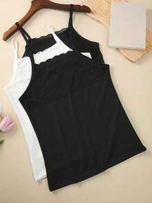3pcs/Set New Modal Spaghetti Strap Camisole Tops For Women, Lace Summer Sleeveless Undershirt, Fitted Layering Shirt