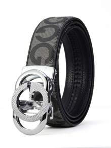 Cinturón automático con hebilla G para hombres, diseño con estampado de letras elegante, cinturón de moda casual para negocios, regalo para el Día del Padre, San Valentín, . Verano, escuela casual, negocios, novio, esposo, padre, hombre, uso diario, moda, adolescente, al aire libre, vacaciones, atlético, viaje, calle, bohemio, otoño vintage, otoño-invierno, accesorios, adecuado para adolescentes, jóvenes, hombres, casual, al aire libre, atlético, vacaciones, regalos de graduación, cumpleaños