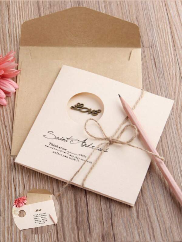 1PC Creative Retro Metal DIY Folding Greeting Card/Wedding Invitation. Folding Self-Sealing Greeting Card Set, Handmade Card, Suitable For Birthday Cards, Valentine's Day Cards, Invitation Cards, Father's Day And Graduation Cards/Romantic Wedding Congratulations Cards/Father's Day Cards, Holiday Gifts, Wedding Anniversary Confession Cards