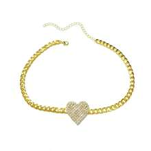 1 pieza Collar con cadena gruesa de moda con corazón de diamante
