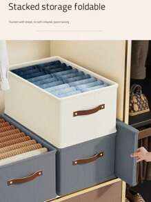 1PC Grey Clothes Storage Box, Oxford Cloth Foldable Drawer-Type Clothes Storage Box, Household Non-Compartment Wardrobe Jeans Sweater Finishing Box