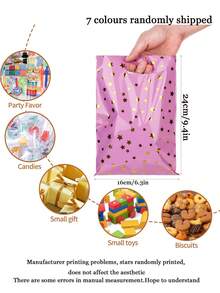 30个装 - 9.4*6.3英寸 婴儿派对礼品袋、生日糖果袋、儿童生日派对回礼袋、儿童生日派对礼物袋,星形图案,适用于婴儿派对、迎婴派对、婚礼、新年等场合。(1种颜色10个装) - 彩色 - 查看 7
