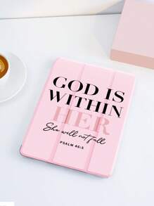 God Is With Us Slogan Pattern Flat Protective Case, Compatible With IPad 10.2 Inch, IPad Pro 11 2021/2020/10th Gen/Mini 4/5/6, Galaxy Tab A8 10.5 Inch 2022, Matepad 10.4/Tab, With Pencil Slot, Anti-Drop, Tablet Stand Protective Cover