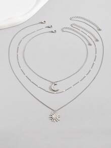 3pcs/set Sun & Moon Pendant Necklace