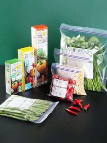 15pcs/20pcs/30pcs Reusable Food Storage Bags, Suitable For Kitchen Vegetables, Fruits, Grains, Multi-Size Fridge Vacuum Seal Bags (Bag Pattern Randomly Sent), Outdoor, Camping