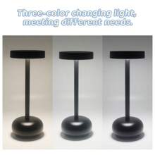 1pc Portable, USB Rechargeable, 3-Color Dimmable LED Metal Desk Lamp. Touch Control, Suitable For Dining Room, Bar, Office, Bedroom, Study, Indoor Lighting, Bedside Reading Companion Night Light