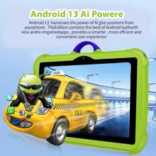 Tablette pour enfants de 7 pouces / processeur quadricœur 1,3 GHz / Android 13 MTK8321 / résolution IPS haute définition 1280 x 800 / caméra 2 Mpx + 5 Mpx / batterie 4 000 mAh / compatible WiFi et contrôle parental / jeux éducatifs / boîtier en plastique ABS et silicone BDF C8 (inclus : boîte d'emballage, câble de données, manuel, OTG, épingle pour carte)