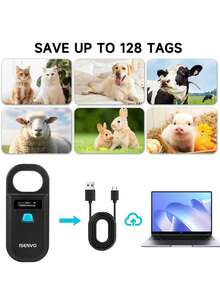 Pet Microchip Scanner Rechargeable RFID EMID Micro Chip Reader Scanner 134.2kHz 125kHz 15 Digits Pet Chip ID Scanner For Animal/Pets/Pigs/Dogs/Cats (190A) - Black - View 9