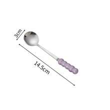 1 Muỗng thép không gỉ màu ngọc trai hình Macaron, thìa ăn bằng nhựa cán dài, đầu tròn, thích hợp cho món tráng miệng, thức ăn bổ sung, thức ăn phương Tây, quầy hàng rong, v.v. - Nhiều màu - Xem 18